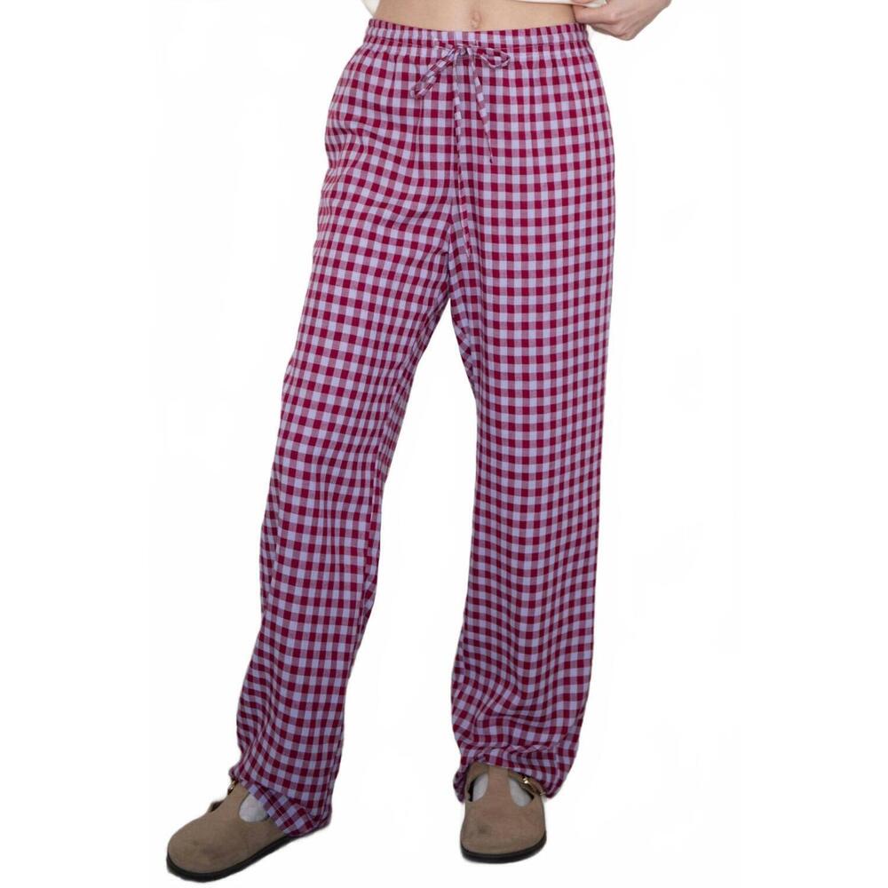 NEW THINGS BETWEEN bowie gingham pants in raspberry
